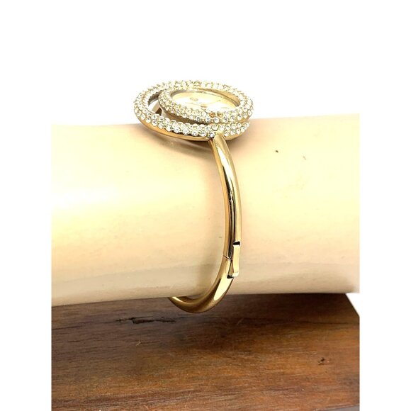 Tory Burch Women's Watch TBW7026 Cream Dial Quartz Bangle Swirl Gems Gold Steel - Picture 13 of 15